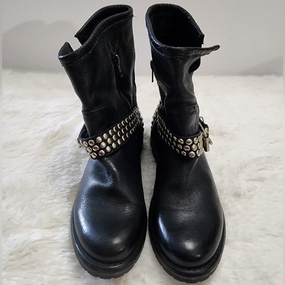 Steve Madden Frankie Studded Leather Motorcycle Boots - Picture 3 of 7